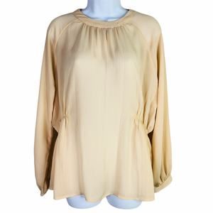Doe & Rae long sleeve crepe blouse side gather Sm